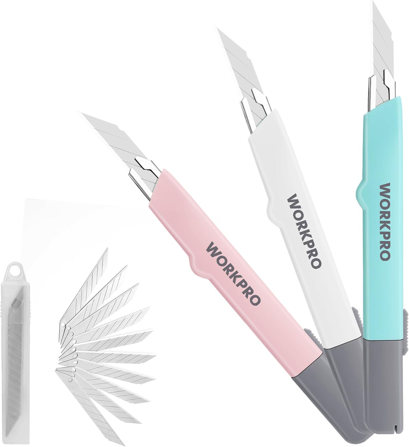 WORKPRO Premium Utility Knife Retractable Snapoff blade, Heavy Duty Metal Box Cutter Set, Razor