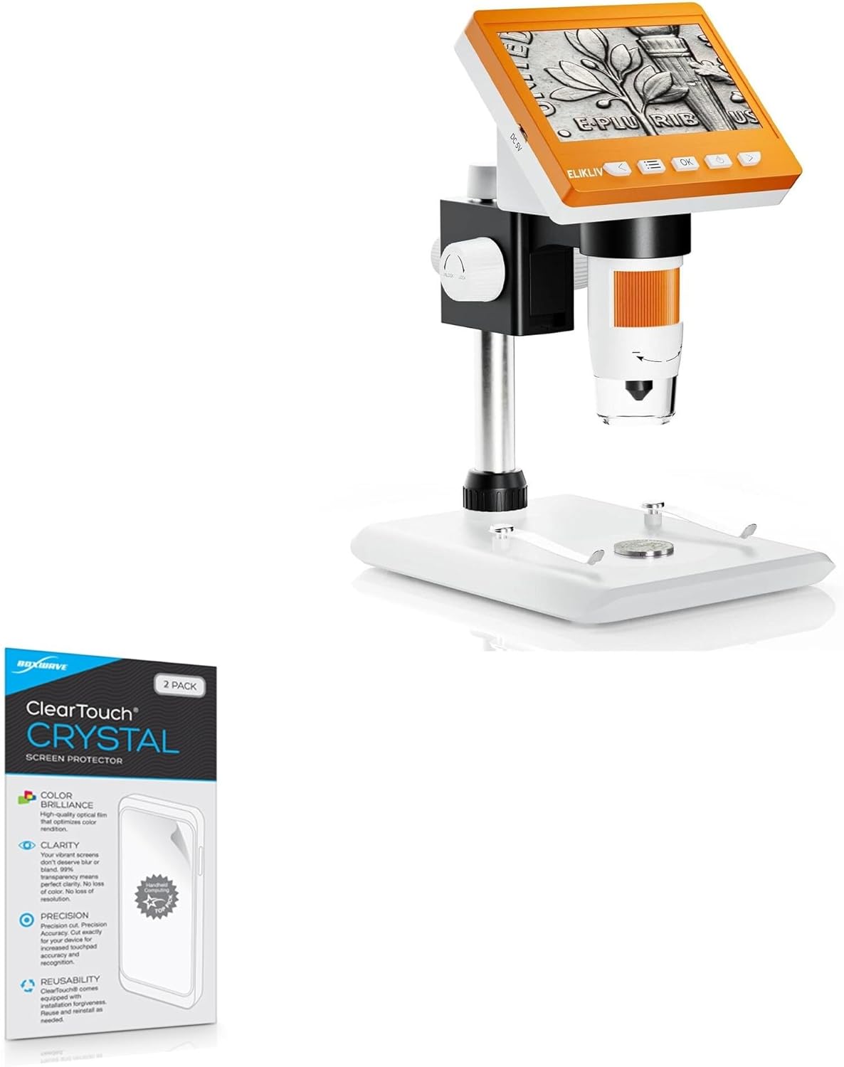 BoxWave Screen Protector Compatible with Elikliv Veno Coin Microscope (4.3 in) - ClearTouch Crystal (2-Pack), HD Film Skin - Shields from Scratches