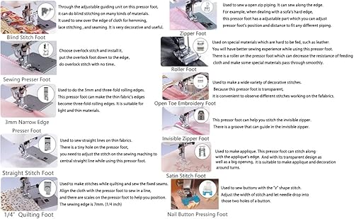 11Pcs Presser Feet, Sewing Machine Kit Household Diy Spare Parts Accessories For Sewing Machine Brother Singer Janome Toyota #TOP2