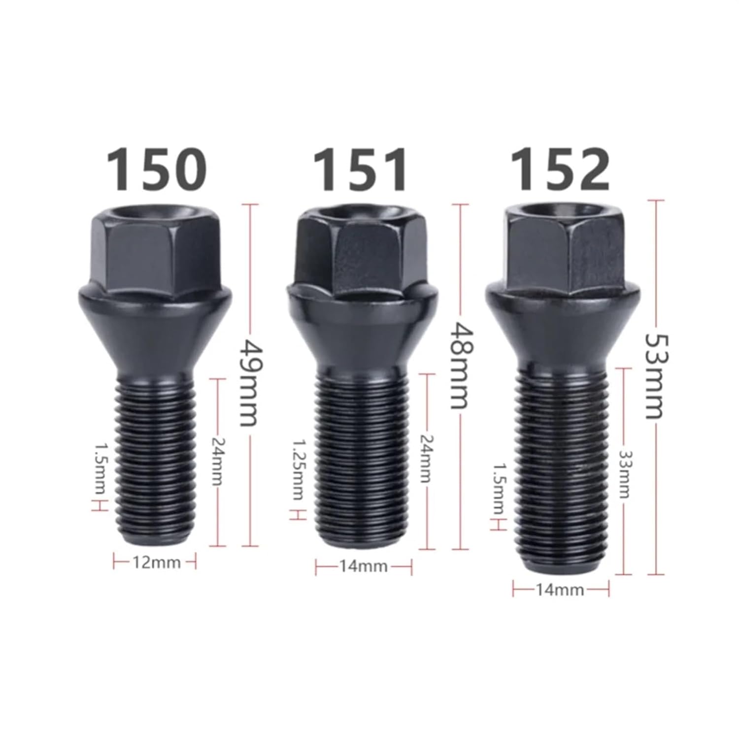 Compatible with for F31 F07 Wheel and Bearing Mounting Bolt Replacements Auto Parts Hub Bolts OEM:36136781150 36136781151 36136781152 Studs Wheel Lug Bolts(Size151)