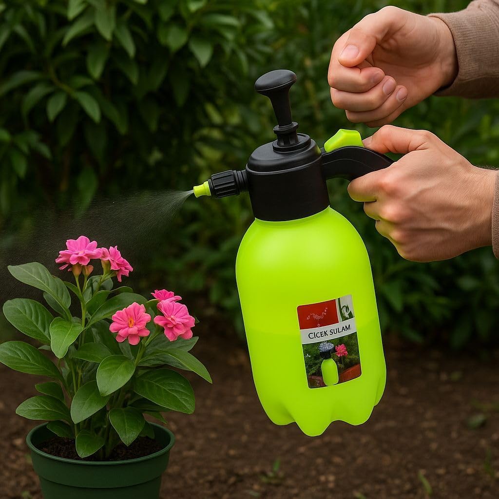 Bahçe Püskürtme Pompası 2 Litre Hacimli, Elde Taşınabilir Su Püskürtücü, Basınçlı Bitki Sulayıcı Şişe