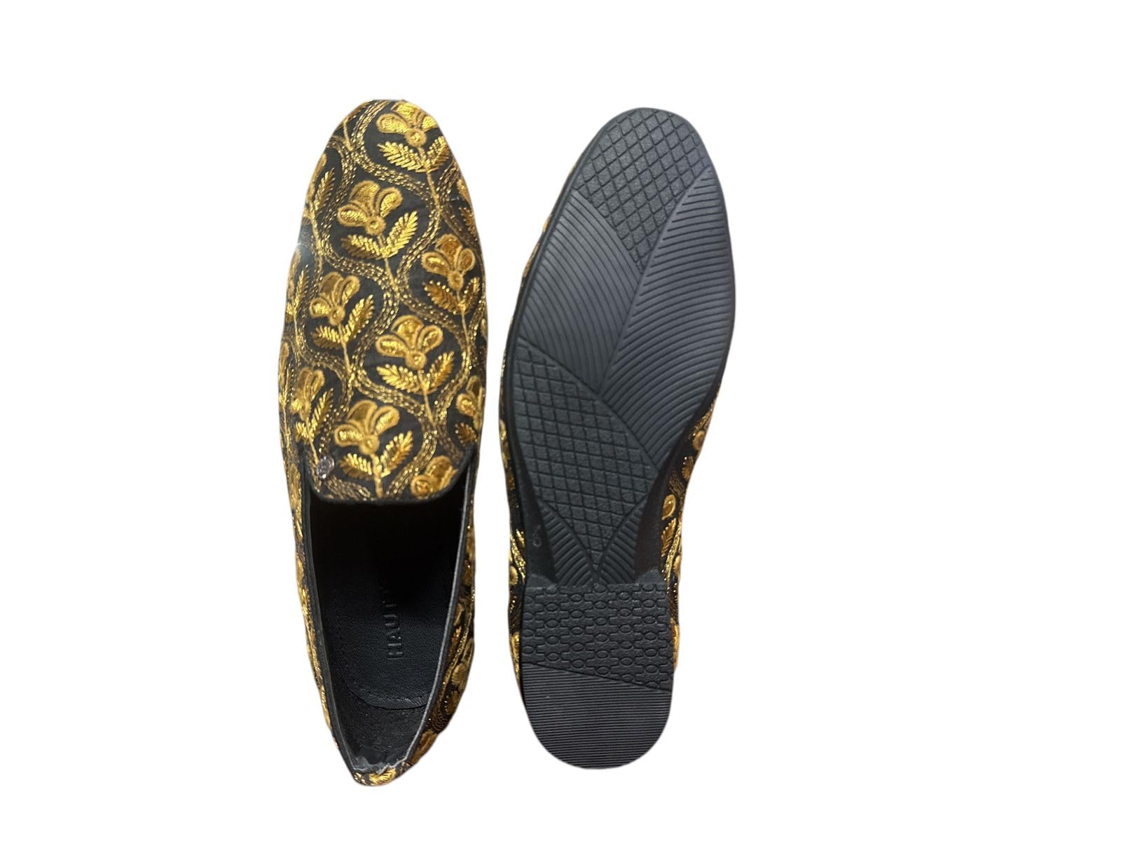 hautton new classic party wear wedding collection shoes jutis for men made by premium cloth Floral Printed Slip-On Shoes for Women, Beige and Maroon-picture-19