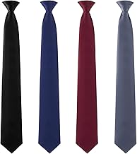 4 Pcs Men's Clip-on Ties Solid Color Men's Tie Pre Tied Clip on Ties for Man Clip on Necktie Button Ties