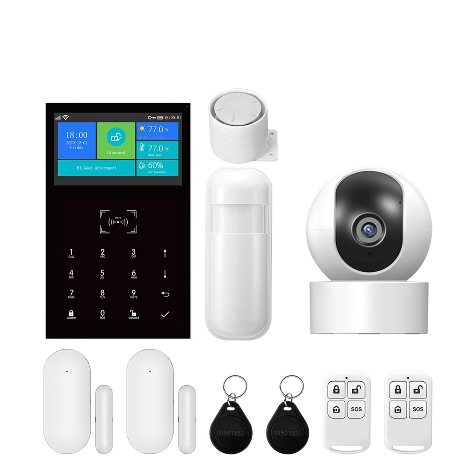 Koesrxnqw K Wifi Smart Home Gsm Alarm System Wireless Suitable For Residential Offices Villas Remote Monitoring(K)