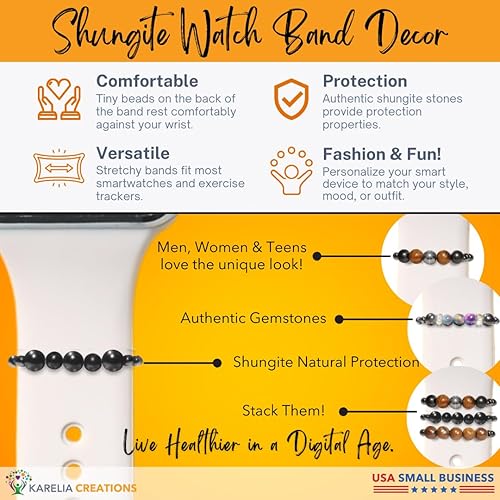 Miniatura 2 de Shungite - Correa de reloj inteligente con dije decorativo brillante  Compatible con Apple iWatch Galaxy Oculus  1.496 in 1.575 in 1.614 in 1.654 in