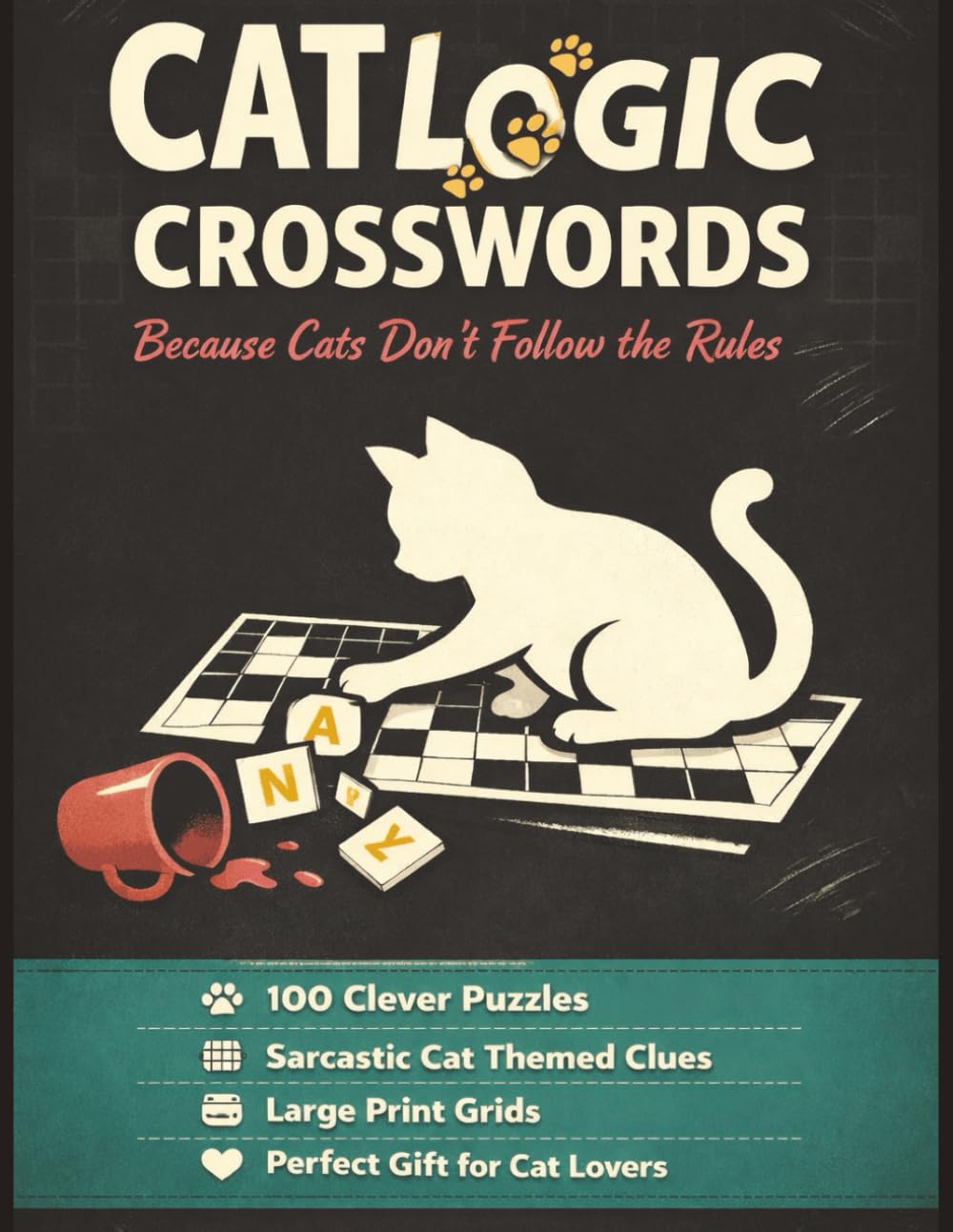 Cat Logic Crosswords Because. Cats Don’t Follow the Rules: 100 Sarcastic Cat-Themed Crossword Puzzles for Adults | Large Print Puzzle Book for Cat Lovers
