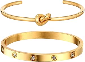 Cartier Bracelet 18K Gold Bangle Bracelets Set For Women, Cubic