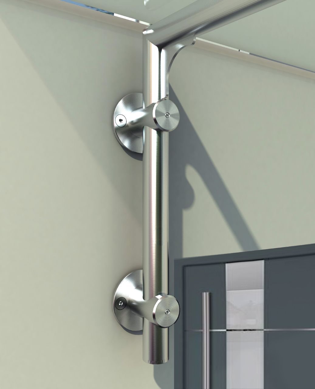 Glaszentrum Hagen - Glasvordach Vordach Pavillion Türvordach Markise Haustürvordach VSG-Glas inkl. Edelstahlhalter (Typ - L, 200x90cm)