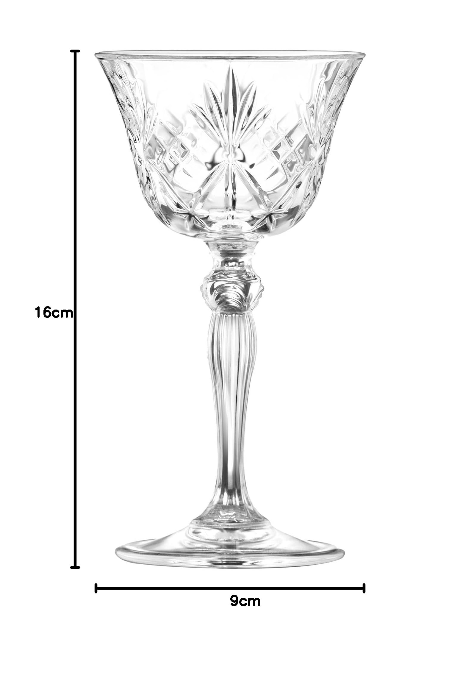 RCR Melodia Glass 6 x 160 ml Piattini Champagne – Vetro Vintage Espresso Martini Prosecco Vino Gin Coupe Set Regalo Cristallo
