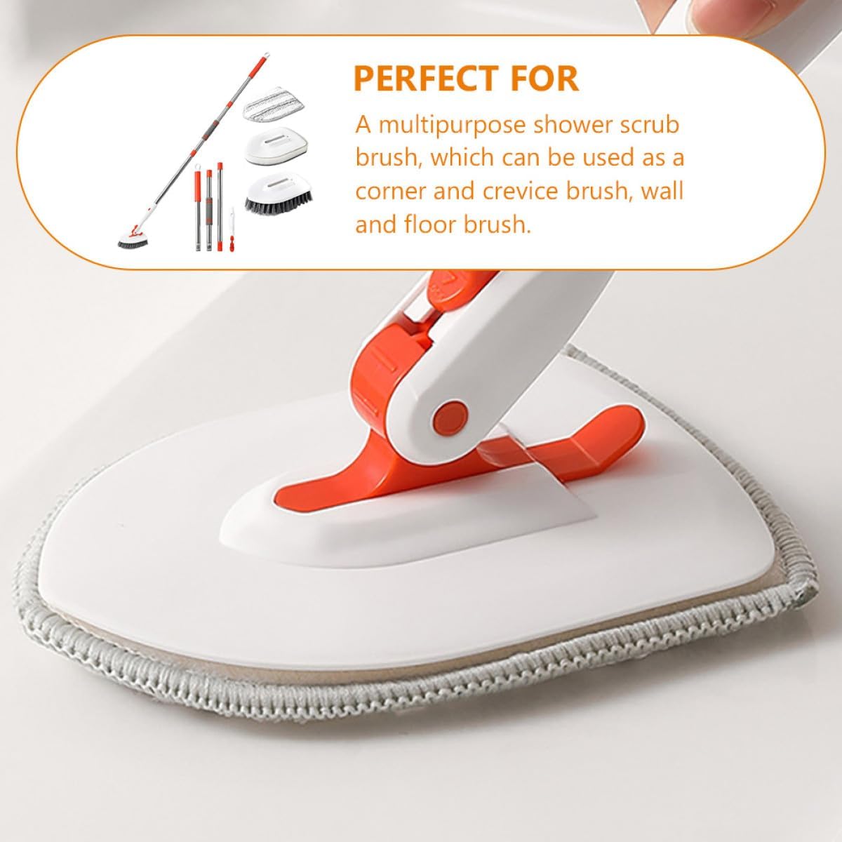 HEMOTON Multipurpose Floor Brush Scrubber Set with Long Handles, Stiff Bristle Tile and Grout Cleaning Brush for Bathroom, Shower, and Floor Surfaces, Includes Fiber Cloth and Scrubbing