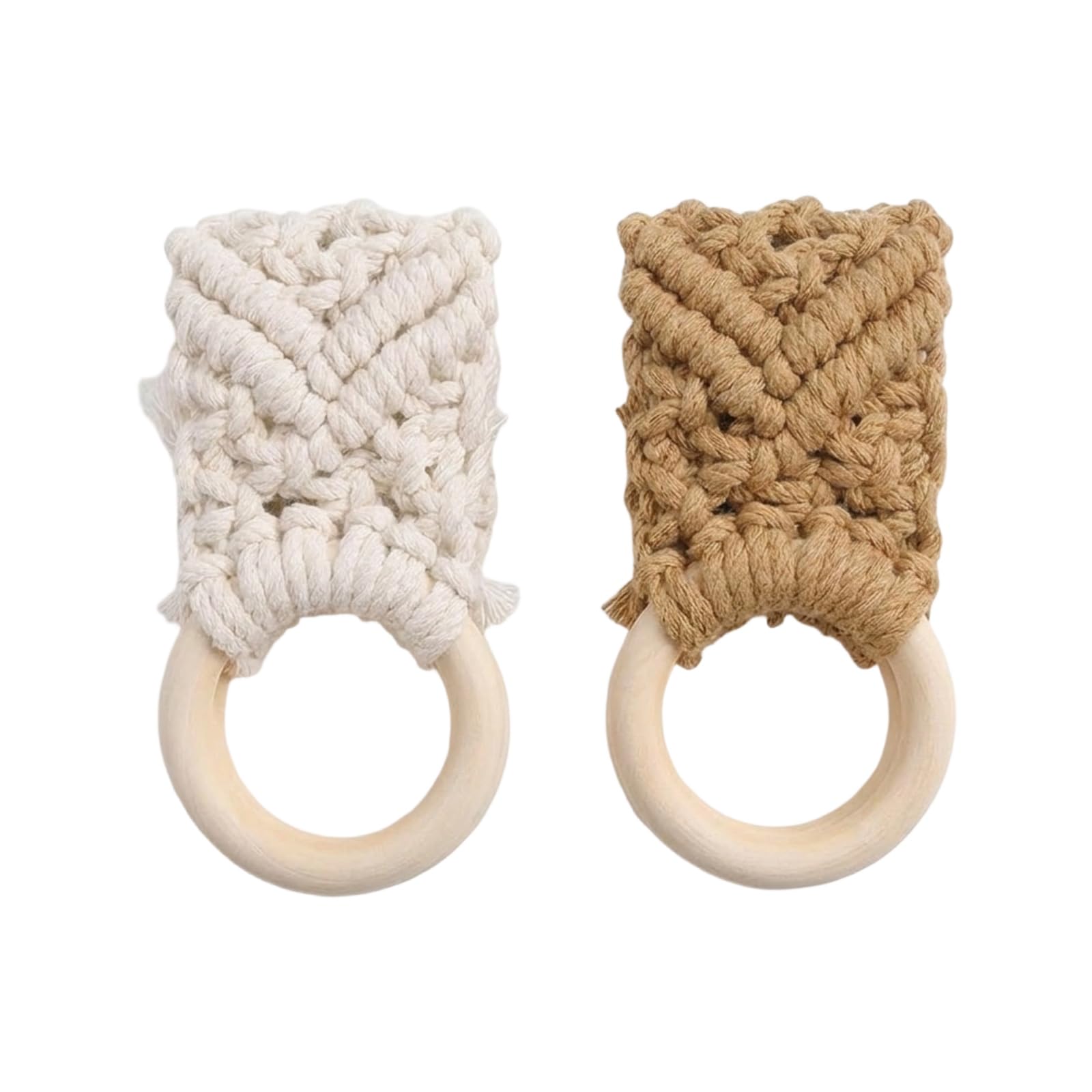 Jazuaiao Of Handcrafted Towel Hooks with Wood Base and Cotton Cord Bathroom Storage Solution Knit Towels Hanger Wooden Cotton Rope Hook