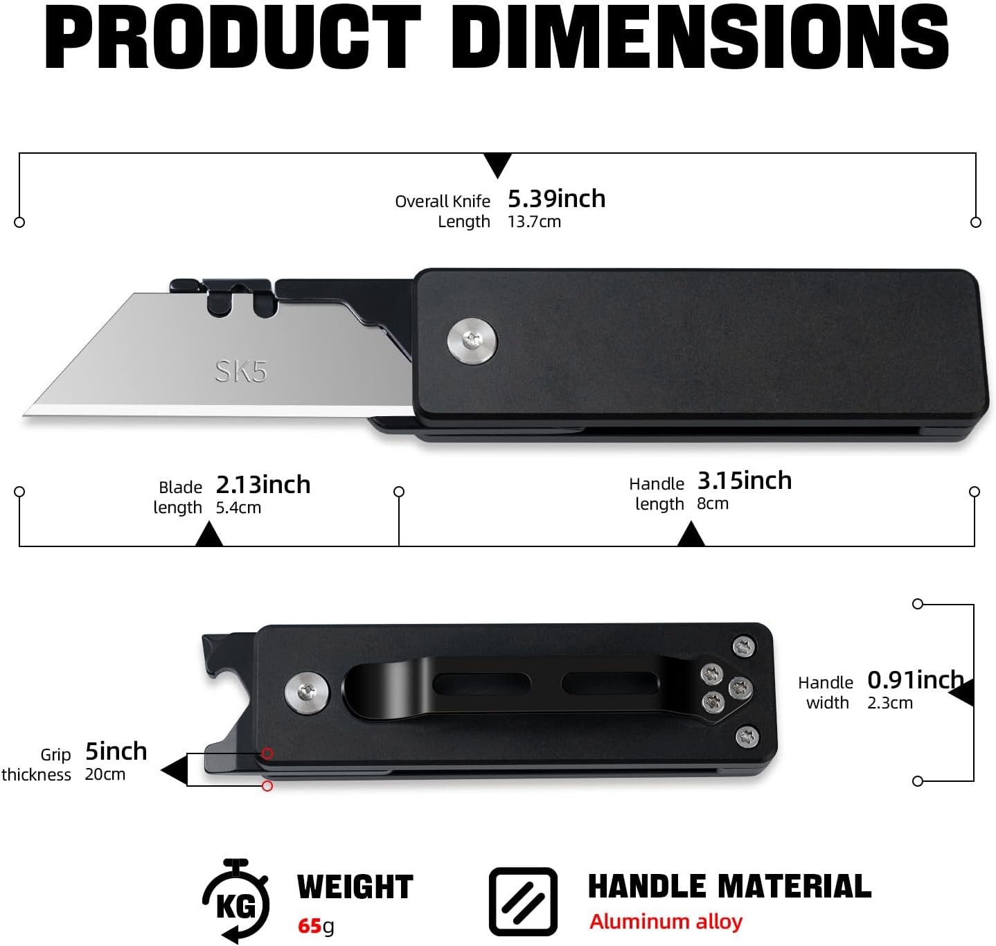 cckk Aluminium Utility Knife, Unique way of unfolding, Lightweight All Metal Folding Box Cutter with clip, Quick Change Blade Razor Knife,Ideal Gifts for Men Women, with 10 Extra Blades