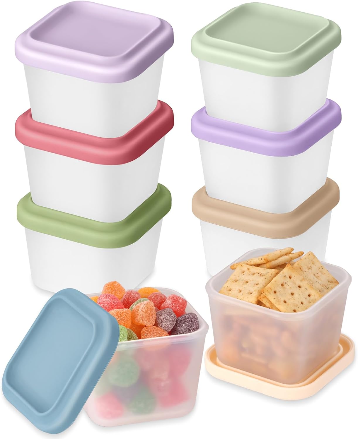 8 Pack 9 oz Silicone Snack Container for Kids, Reusable Silicone Food Storage Containers with Lid, Meal Prep Storage for Fruit, Kids Lunch Box for Travel, Home (Multicolor 8 Pack)