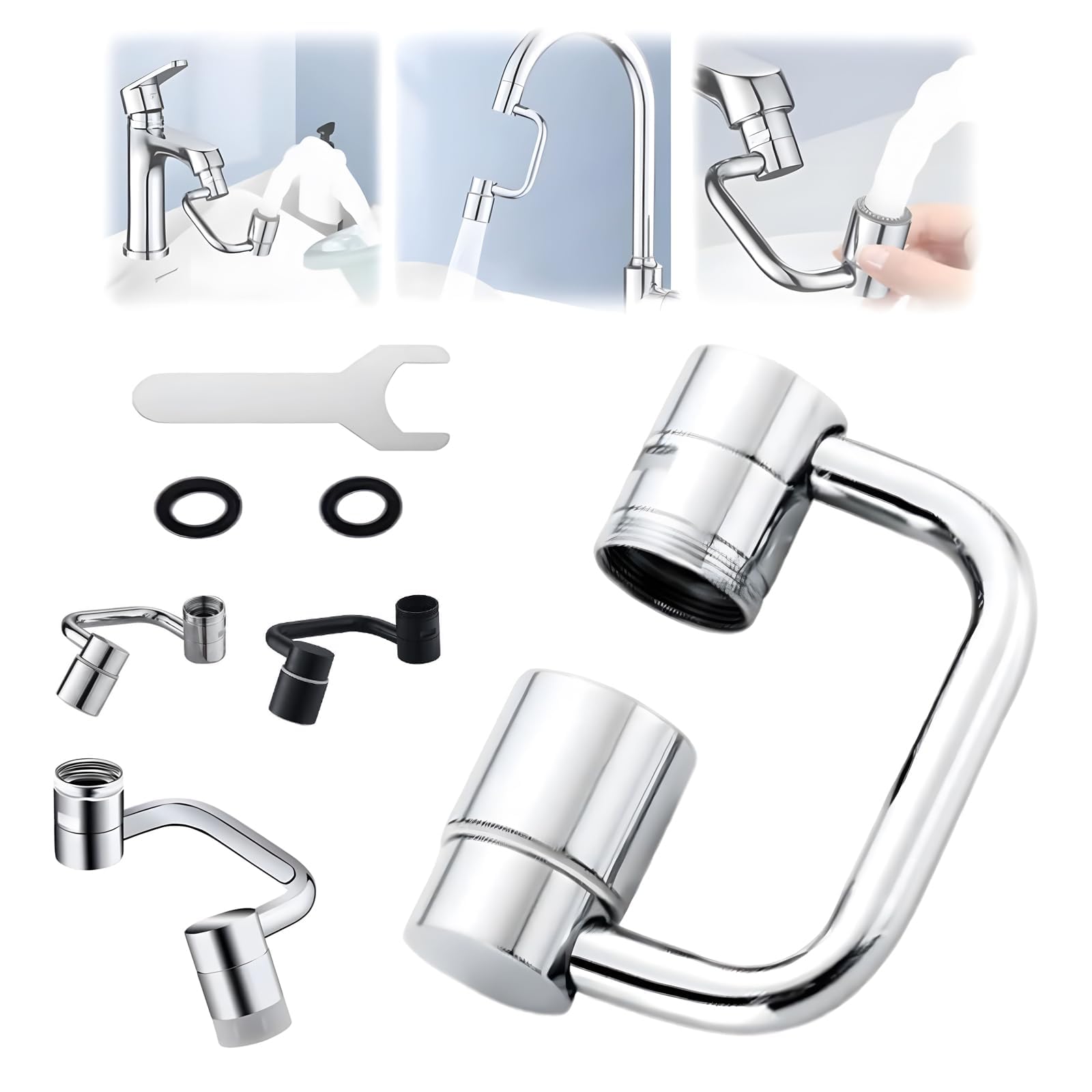 1080ยฐ Rotating Faucet Extender, 2026 New Rotatable Tap Extender Adapter for Kitchen & Bathroom Sink - Multifunctional Faucets Aerator Extension, Sink Sprayer Attachment with 2 Model