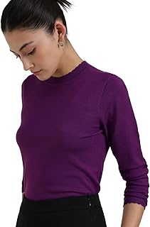 fablestreet Women Pullover Sweater | Round Neck Long Sleeve Scallop Detail | Soft Breathable Fabric for Casual & Workwear-picture-25