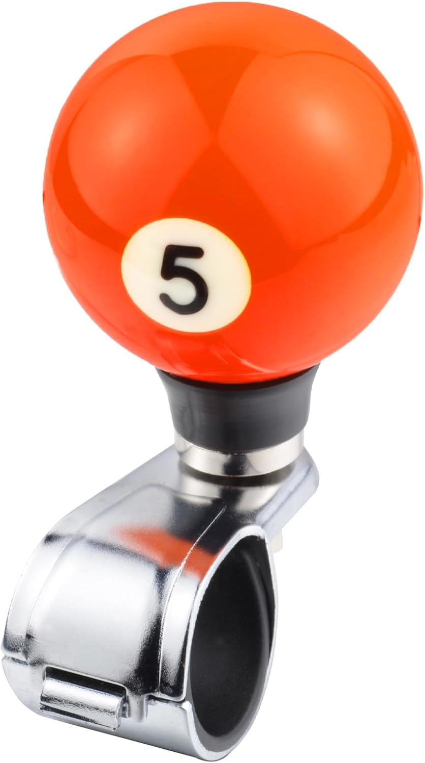 5 Billiard Steering Wheel Booster Car Turning Spinner Assist Grip Knob Handle Fit Most Agricultural Tractors Forklifts Lawn Mowers Boats, Orange