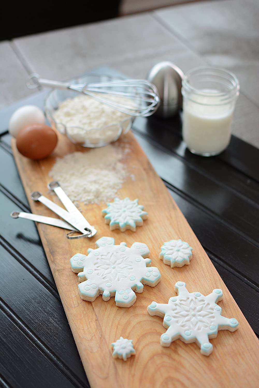 Juego de 5 cortadores de galletas de plástico de copo de nieve
