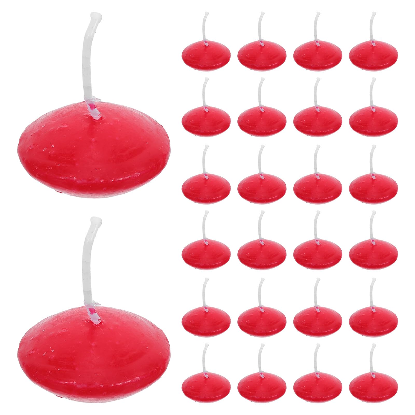 Toddmomy 50 velas flotantes para centros de mesa, 3,7 cm, rojas, sin goteo ni humo | Vela de cera para bodas, pedidas de mano, fiestas en la piscina, bañeras y decoración del hogar.