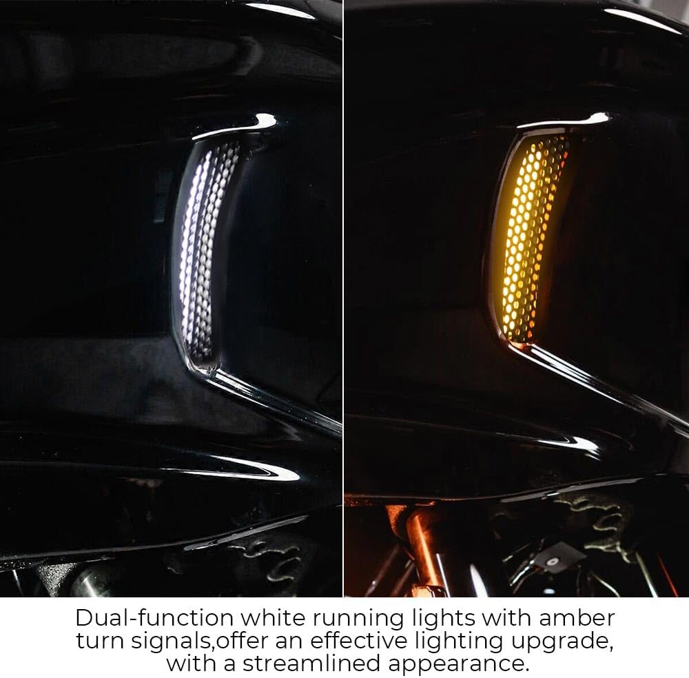 Motorcycle Headlight LED Fairing Vent Light Turn Signal Light Fit for Harley Softail Low Rider ST FXLRST 2022-2026 EI Diable FXRST 2022,Black