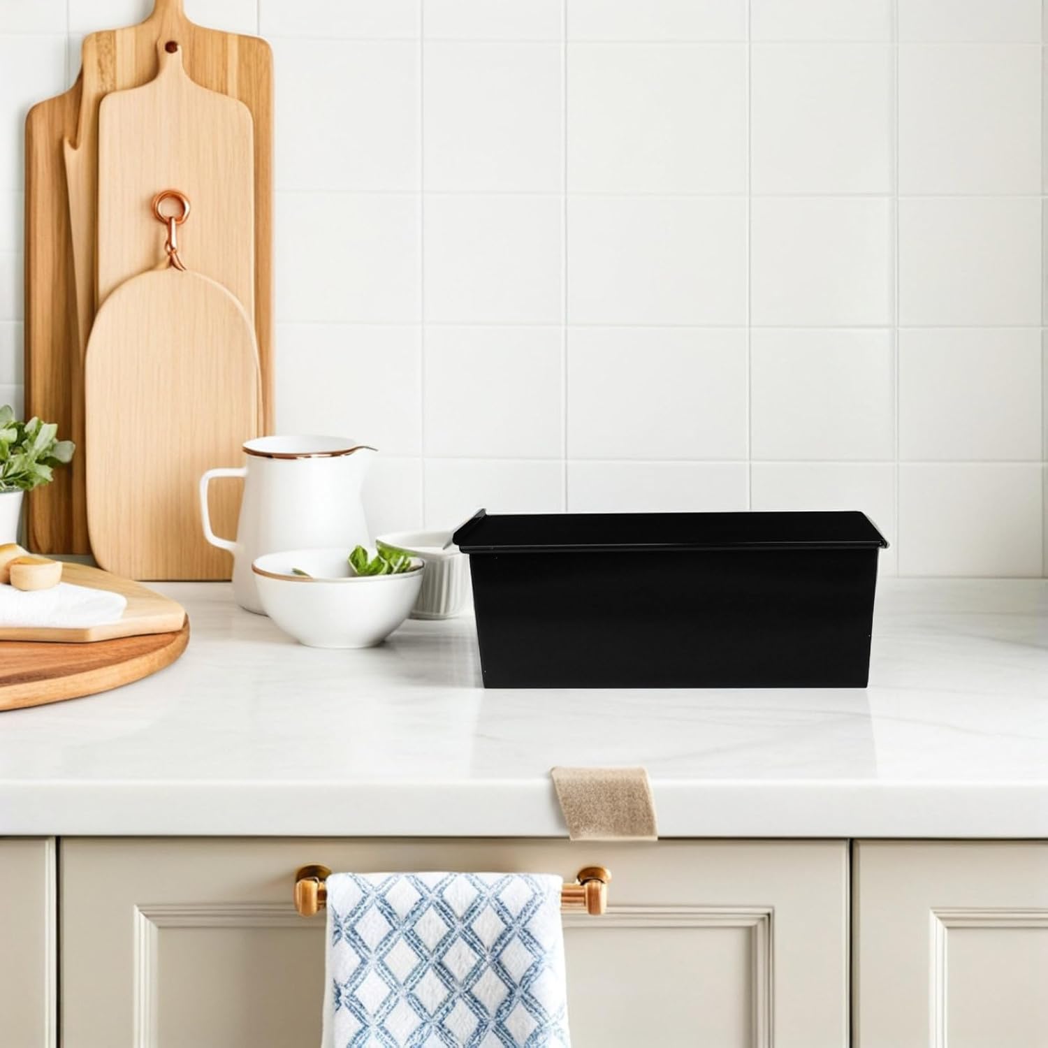 Black Rectangular Bread Mold Loaf Pan with Sliding Lid 1000g Capacity Baking Tray for Home Kitchen Toast Baking