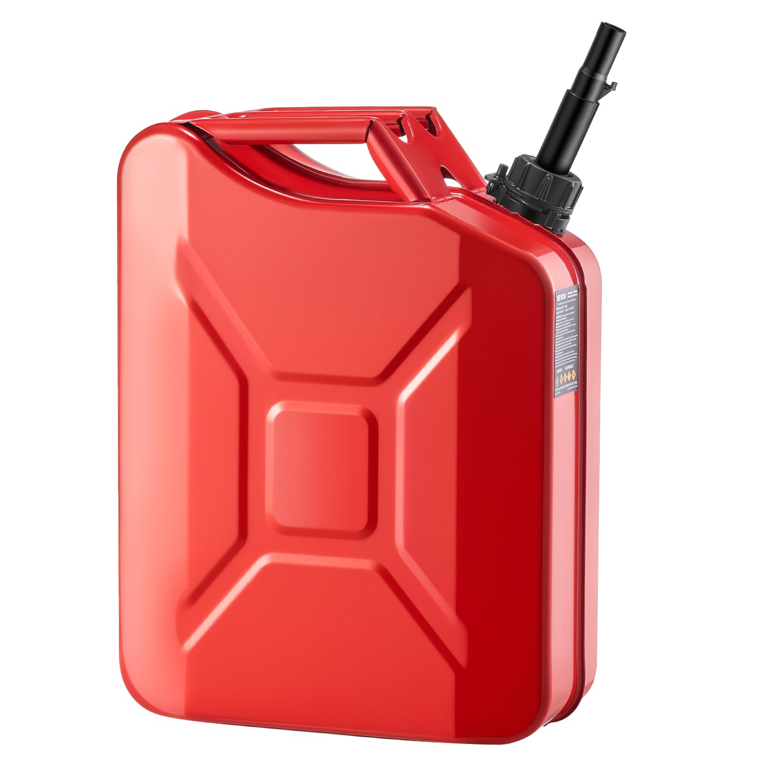 VEVOR Jerrican Essence Métal 20 L Bidon Essence avec Bec Verseur, Poignée Confortable, Débit Maximal 6 L/min, Réservoir de Carburant Résistant pour Plupart des Voitures, Motos, UTV, Tracteurs, Rouge