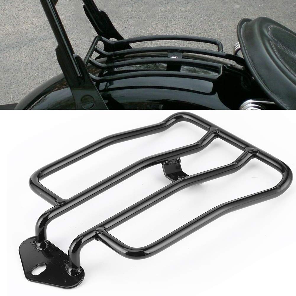 Portapacchi per sedile singolo per XL883 1200 2004-2015, ripiano posteriore per moto, struttura in acciaio resistente con rivestimento nero, montaggio universale per più modelli XL