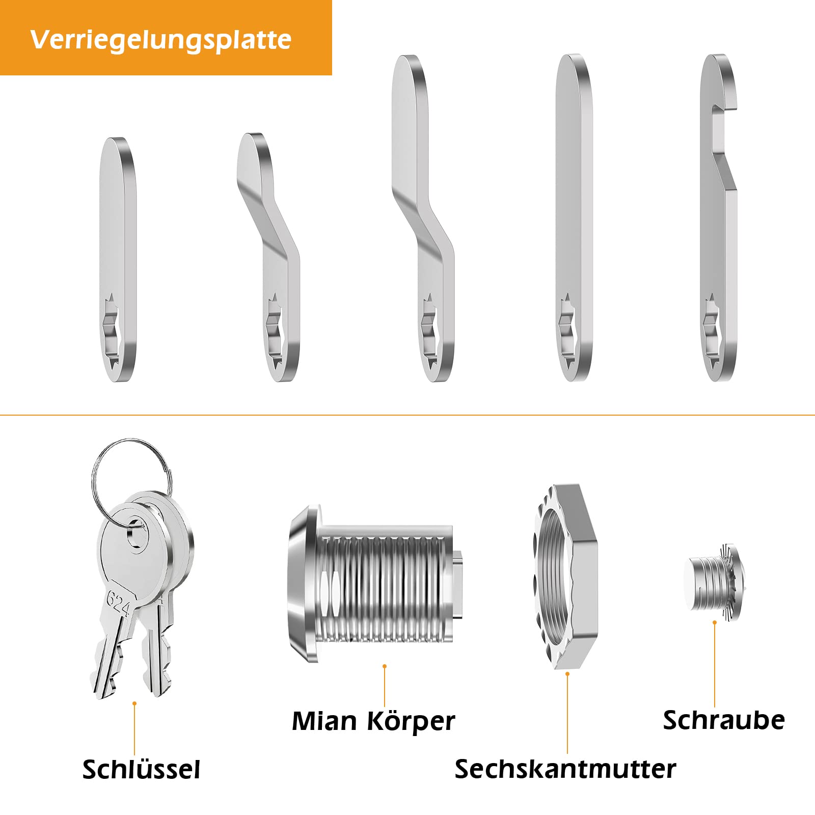 VOCIBO Letterbox Lock, 4 Keys, Comes with 5 Different Lock Plates, Letter Box Lock 20 mm, Locker Lock, Diameter 18 mm - Image 3