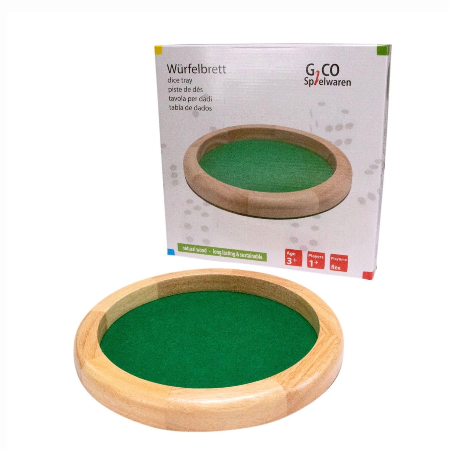 GICO Piste de Jeu de dés Planche à dés Ronde Bois 30 cm H 3,5 cm