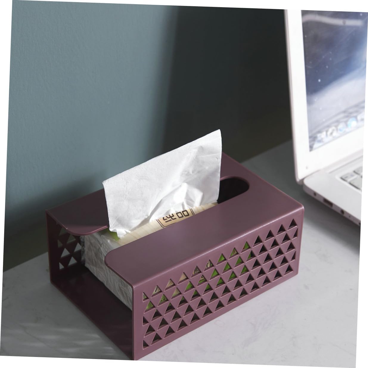 Wall-Mounted Paper Towel Holder Plastic Tissue Box Napkin Storage Rack for Home and Office Use, Wine Red Plastic Wall Tissue Dispenser for Living Room and Bathroom image 5