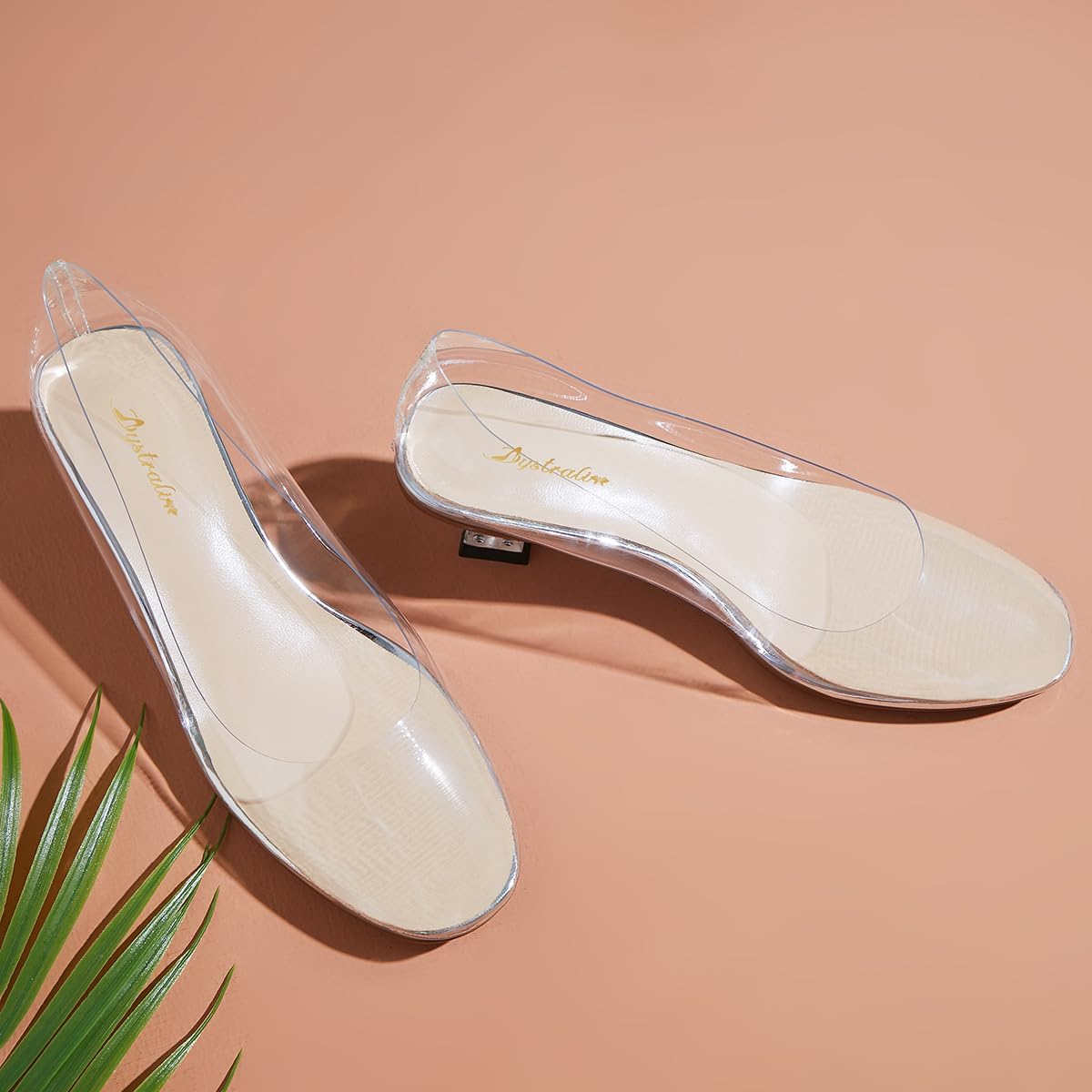 Women Clear Low Kitten Heels Pumps Shoes Round Closed Toe Slip On Transparent Sandals Open Peep Toe Chunky Block PVC Heels Crystal Pumps Office Wedding Party Dressy Summer Chic 4-11 M US - Image 5