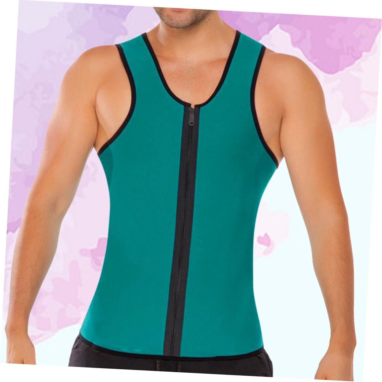 NOLITOY Men's Workout Vest Body Shaper Tank Top Zipper Neoprene Waist Trainer Vest for Men