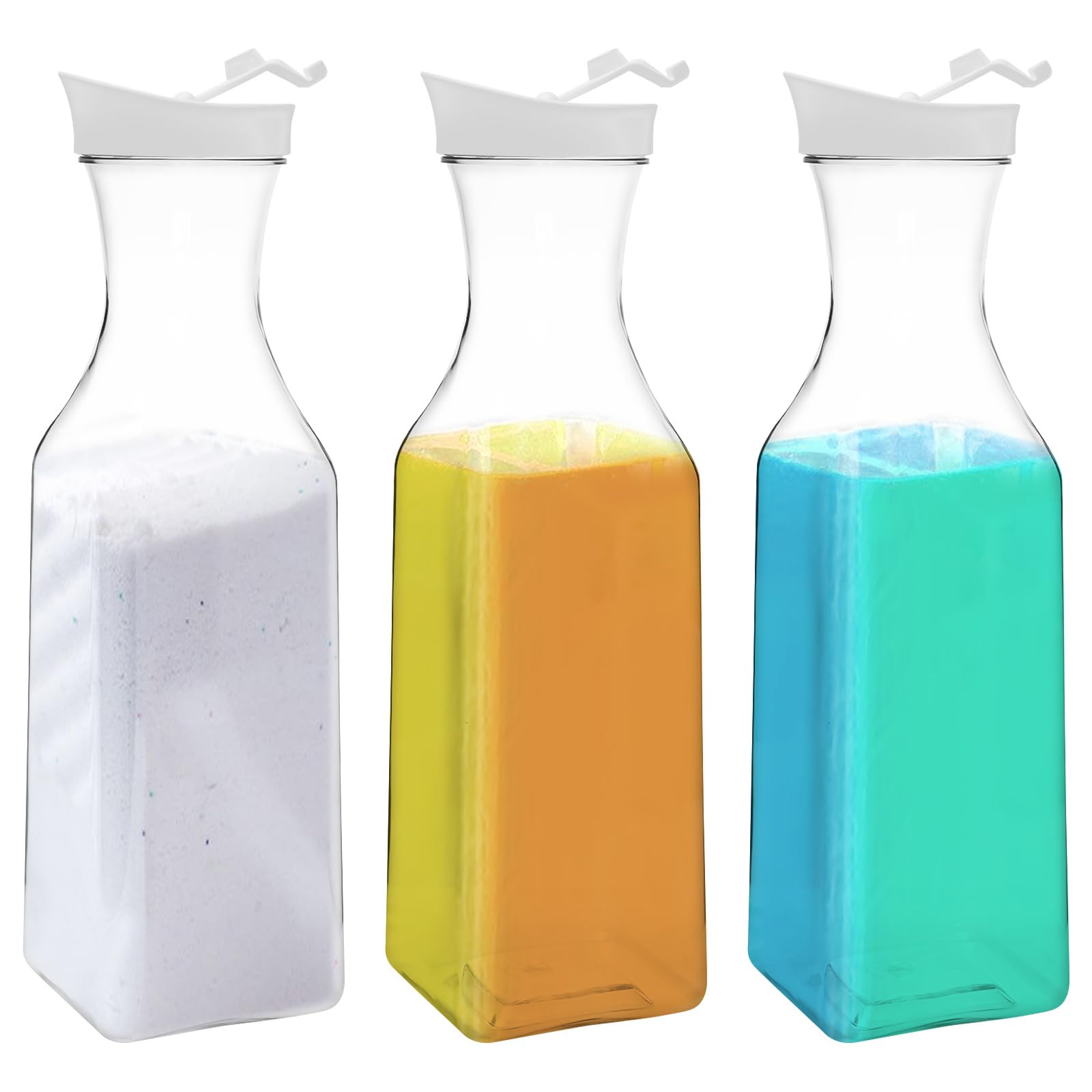 3 Pcs Distributeur de Détergent à Lessive,1.5L Distributeur Lessive Liquide, Boîte de Rangement de Détergent à Lessive pour Le Stockage de Détergent Liquide, 9 x 9 x 31.74 cm