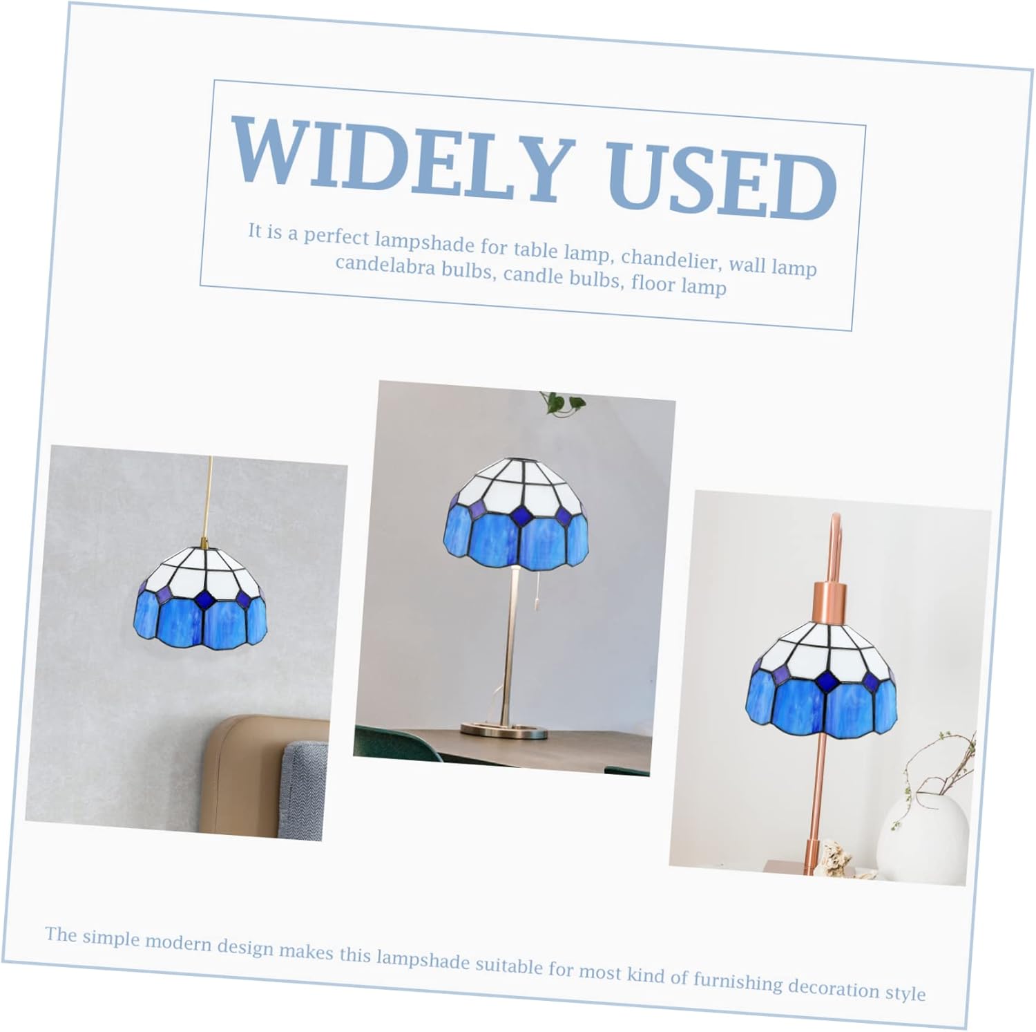 Mipcase 1pc Unique Style Glass Lampshade for Ceiling Light Chandelier Wall Light Blue and White Decorative Glass Cover Fits Bulbs
