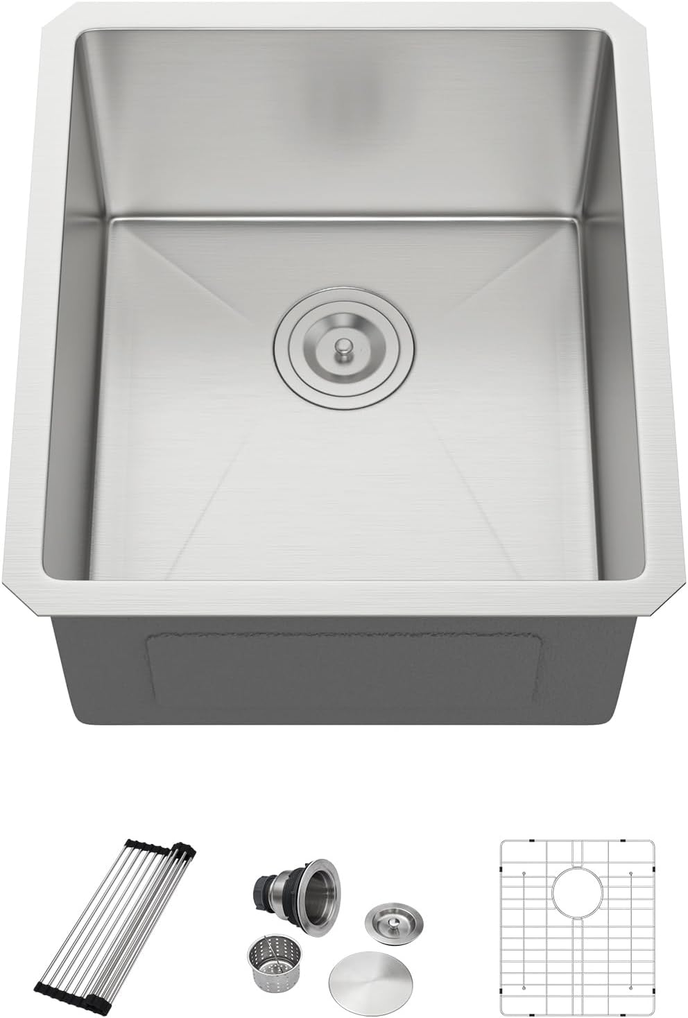 Dcolora 17 Inch Bar Sinks Undermount Small Kitchen Sink Wet Bar Prep Sink Single Bowl 16G Stainless Steel With Round Corners,DC-U9956