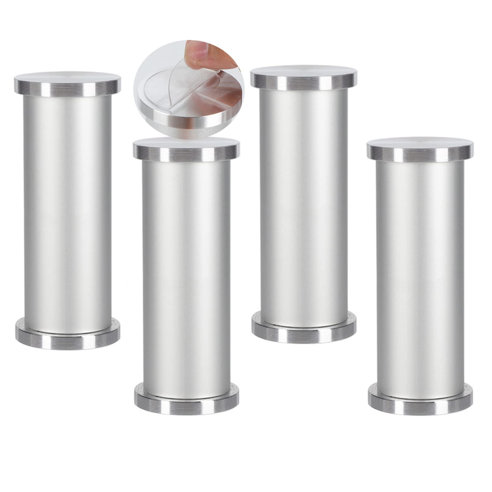 Patas de aluminio ajustables para muebles, paquete de 4 patas de 30 cm, para mesa central y armario, no requiere perforación, patas de soporte de metal para muebles de baño y hogar, acabado plateado