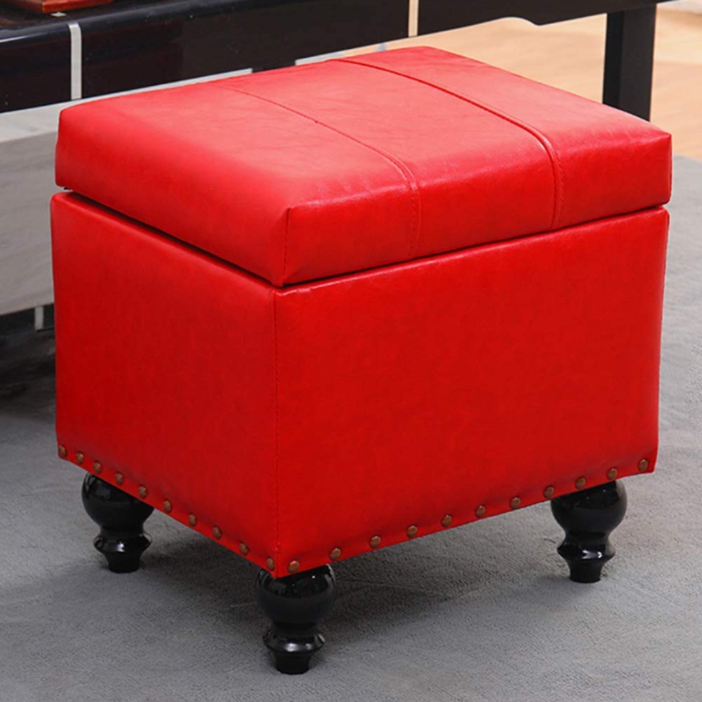 Pouf de rangement rouge pour ranger les jouets et gagner de la place
