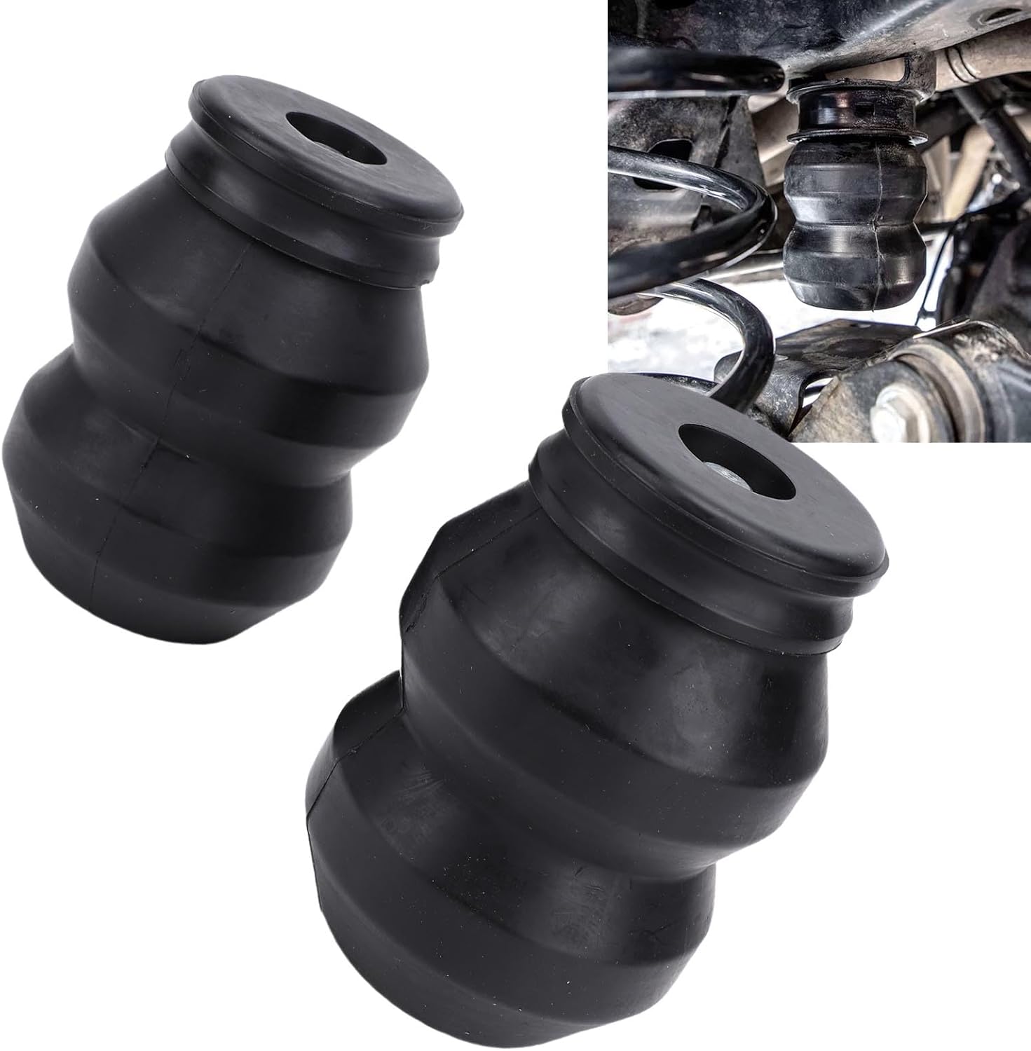 Acouto Rear Rubber Helper Suspension Springs Kit DR1500DQ Replacement for 1500 2WD 4WD 2009 to 2021 Quad Cab with Hollow Rubber Design No Air Lines Needed