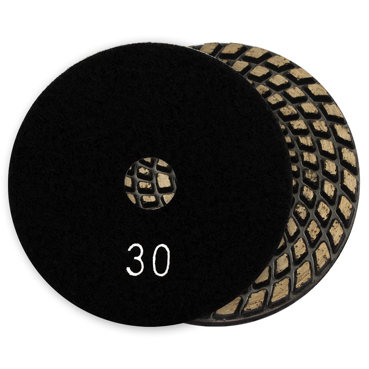 4inch Metal Diamond Polishing Pads - Dry or Wet Grinder Tile Stone Marble Concrete Ceramics Glass 1Pcs 30 Grit