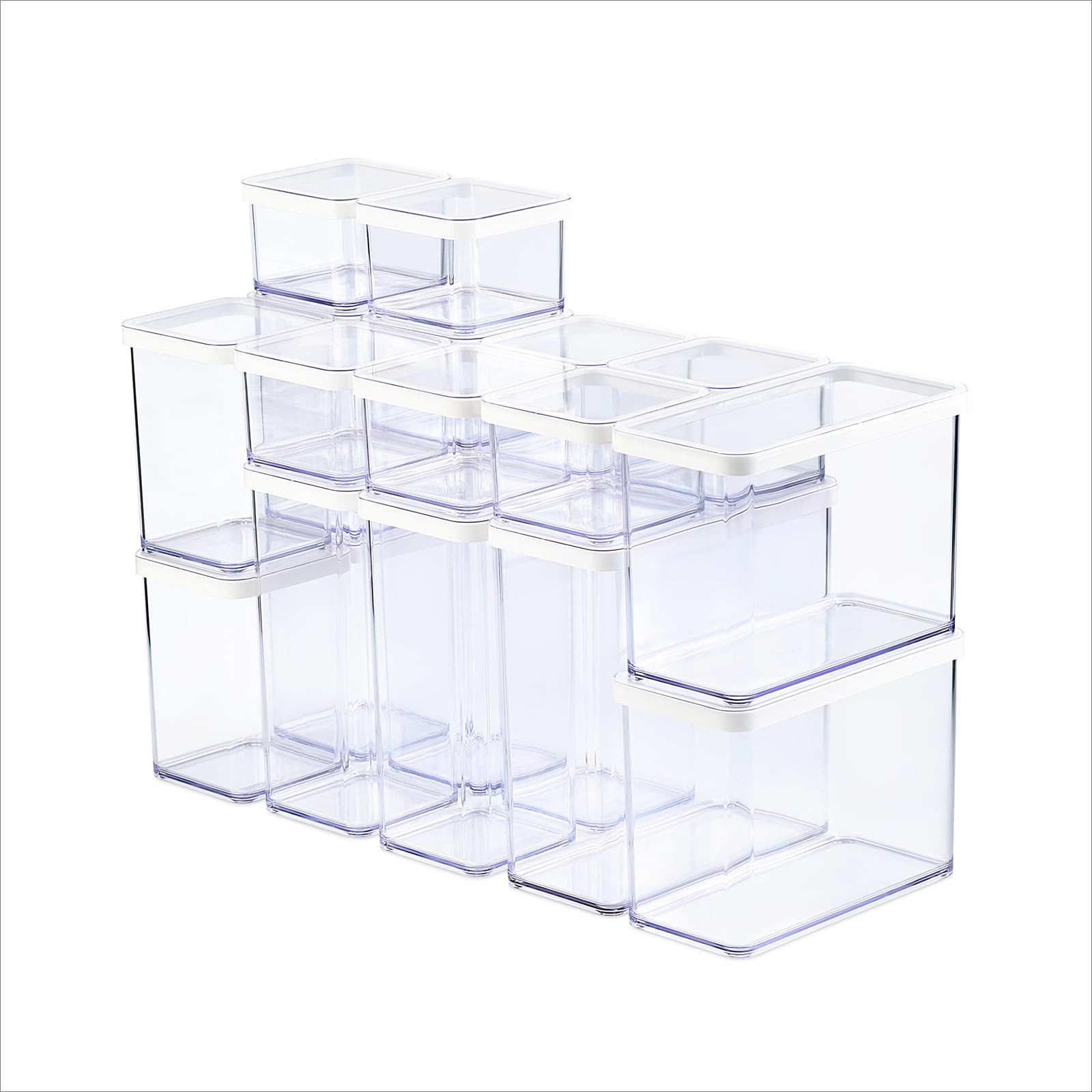 Rotho Loft Lot de 19 Boîtes de Conservation Hermétiques, Sans BPA, Blanc | Récipients alimentaires empilables en plastique SAN pour cuisine, compatibles lave-vaisselle et congélateur, tailles