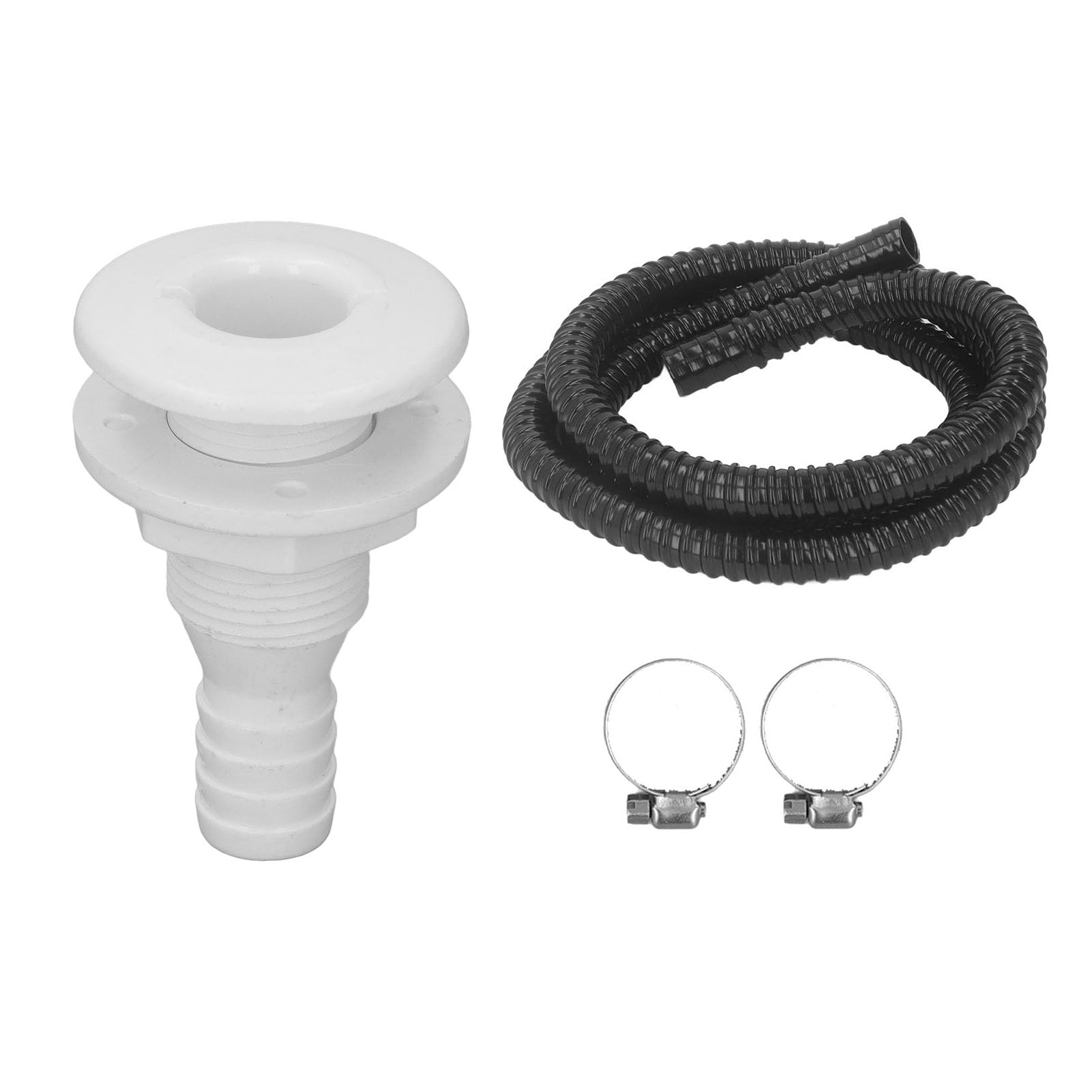 Tuyau De Pompe De Cale, 3/4 Pouces 2,05m Kit D’Installation Marin Colliers Inclus ABS + Caoutchouc Système de Vidange Flexible pour Bateaux