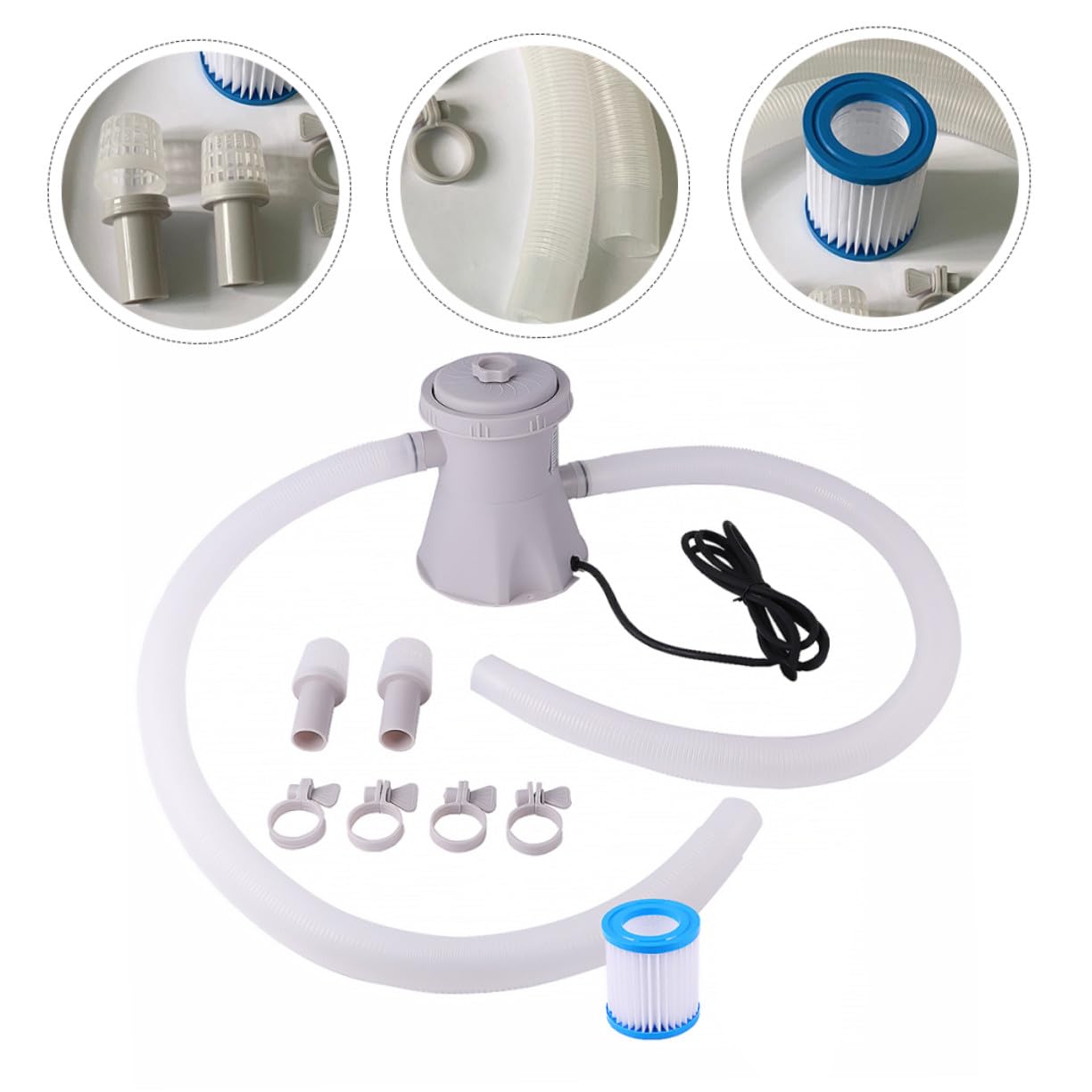 Electric Swimming Pool Water Filter Pump Vertical Circulating Useful Water Cleaner Set with Smooth Surface Easy to Disassemble And Clean for Safe Pool Maintenance Eu Plug