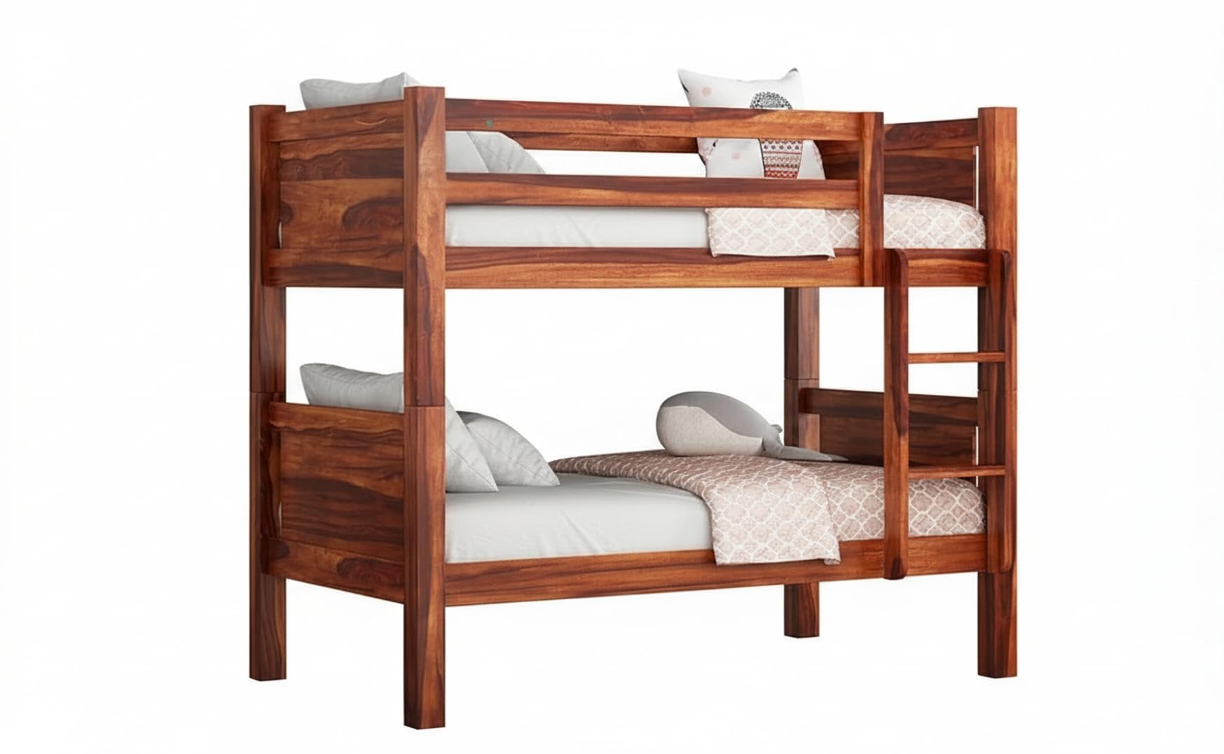 Sheesham Wood Bunk Bed | Wooden Double Bed Furniture for Bedroom | Living Room | Home (ZenFlow, Honey)-image-3