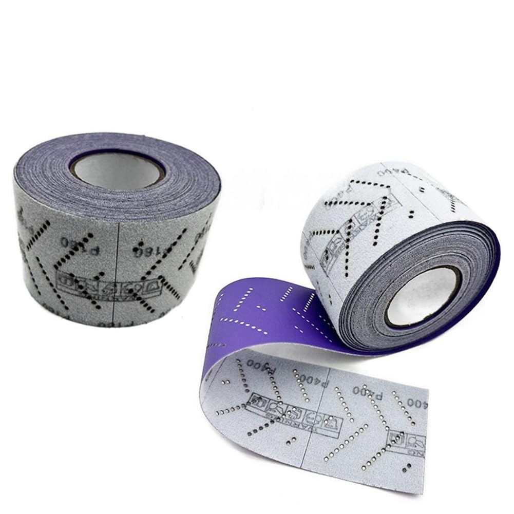 FABULETTA Para 1 rollo de papel de lija violeta de 12 m de largo, grano 80-600, rollo de papel de lija con varios agujeros para lijar madera y metal