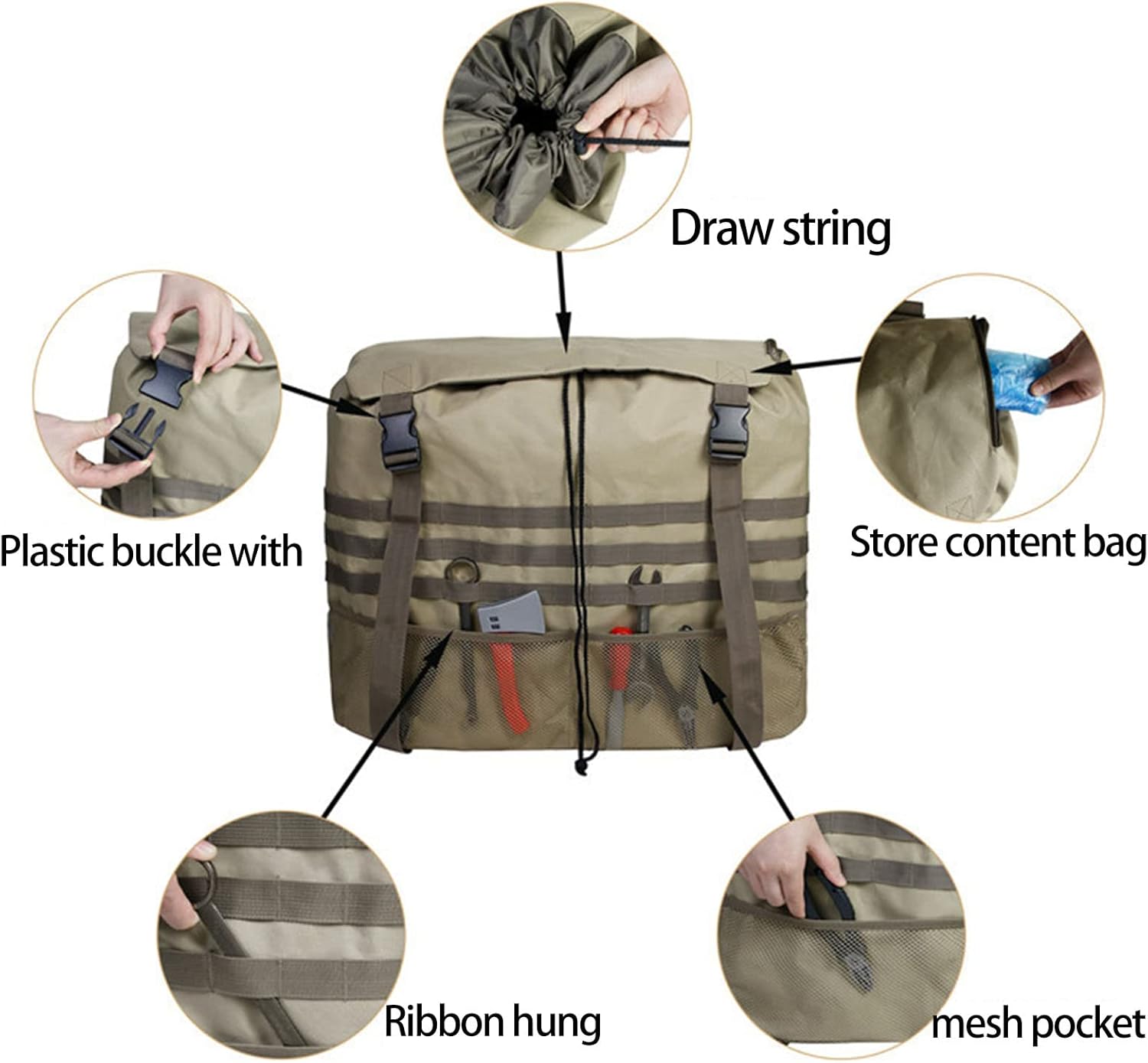 Luqeeg Spare Tire Trash Bag, 23.6x22.8x7.1in Outdoor Off Road Spare Tire Trash Bag, Wear Car Spare Tire Trash Storage Bag for Trucks, SUV, Off Road, Outdoor Camping