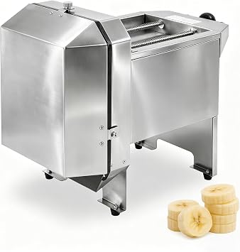 Electric Banana Slicing Machine, 130Rpm Commercial Vegetable Slicer Manual Fruit Cutter Stainless Steel 0-0.35 Thickness for Tomato Onion Potato Cabbage Lime Orange 110V