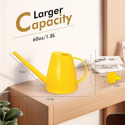 Miniatura 11 de Regadera para plantas de interior y exterior, modernas latas de riego pequeñas con boquilla extraíble, regadera de boquilla larga para plantas Gris