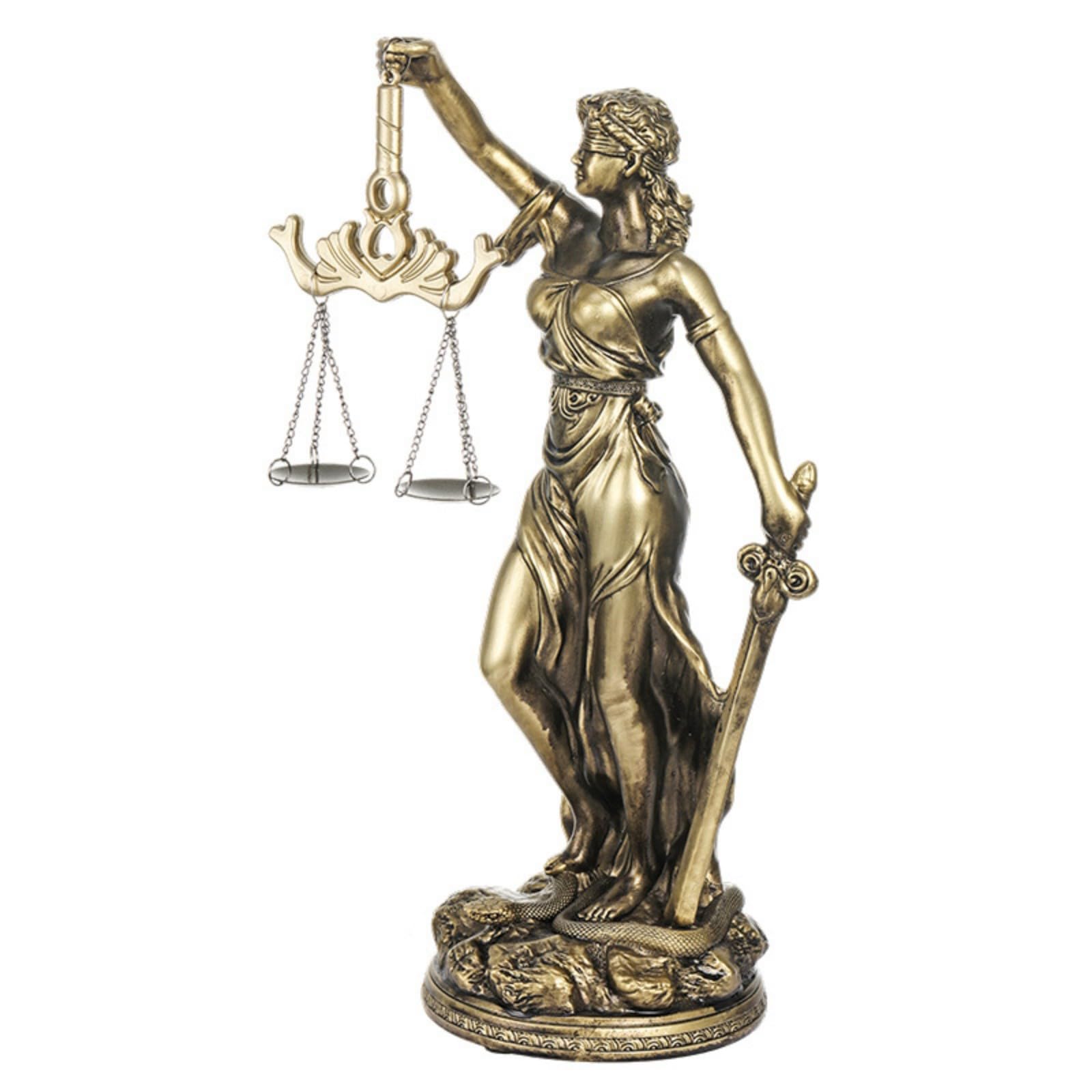 JDNH Greek Law Lady Statue Resin Blindfolded Sculpture with Scale for Collectors Ornament Fairness Symbol Figurine