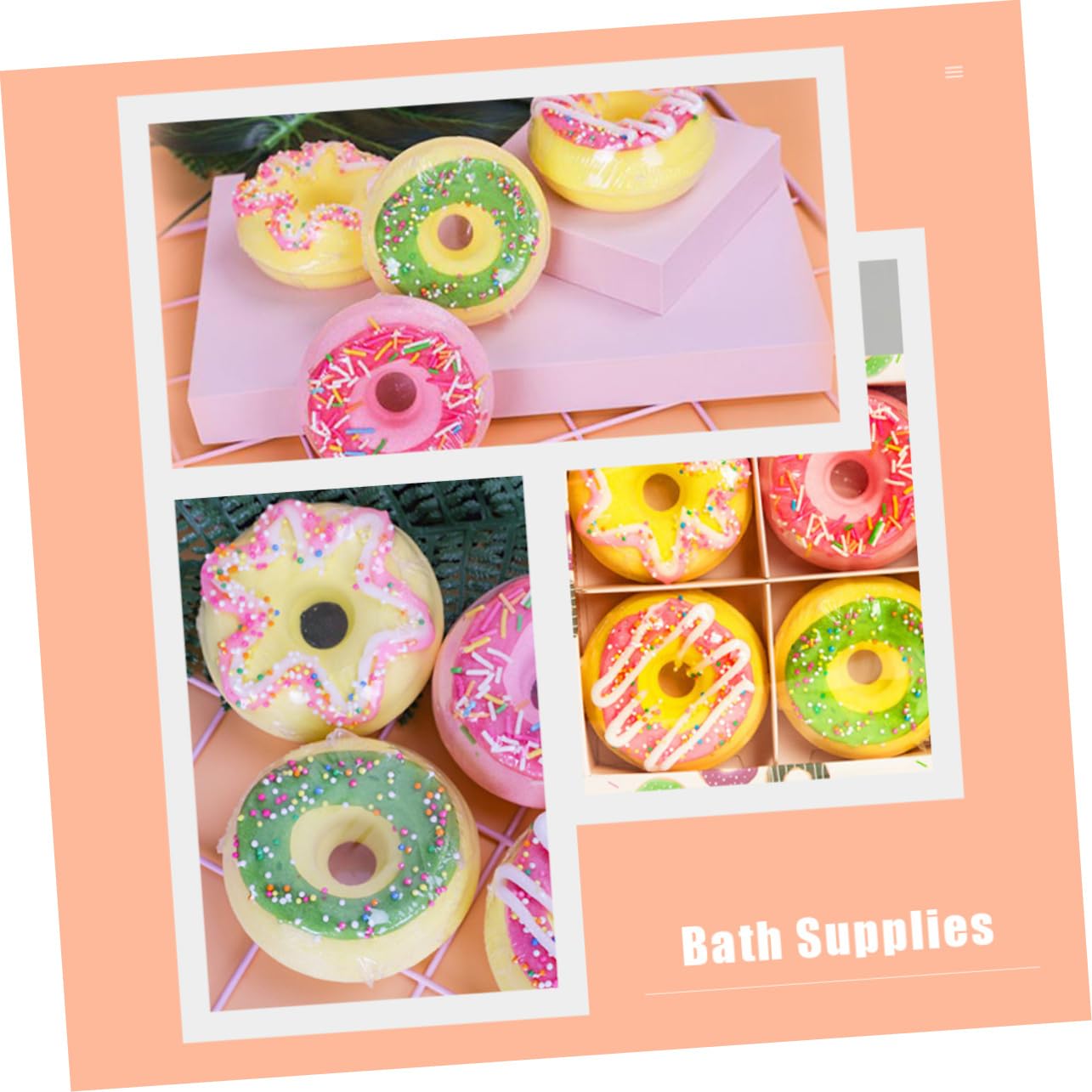 MUSISALY Doughnut Bath Set (4pcs) Salt Balls Nourishing Bubblegum Scented Bath for Relaxation Random Style