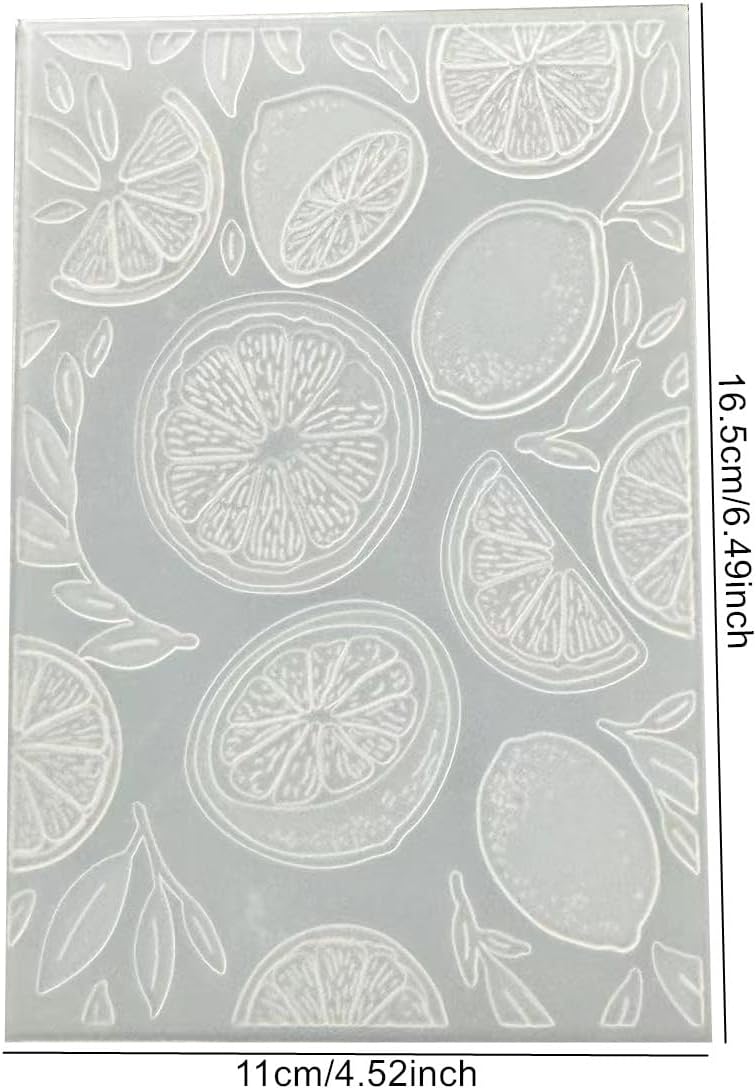 3D Lemon Texture Embossing Folders for Card Making Summer Vibe Lemon Fruit Embossing Folder Stencils for DIY Paper Crafting Scrapbooking Polymer Clay Decoration
