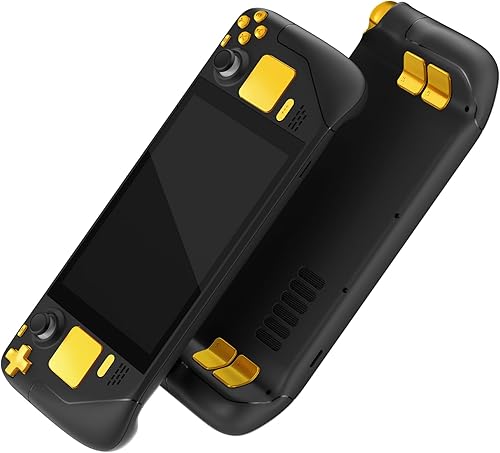 eXtremeRate Juego completo de botones de repuesto de oro cromado para cubierta de vapor, parachoques ABXY D-pad personalizado para parachoques ABXY